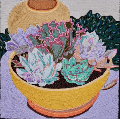 Succulents in Yellow Pot