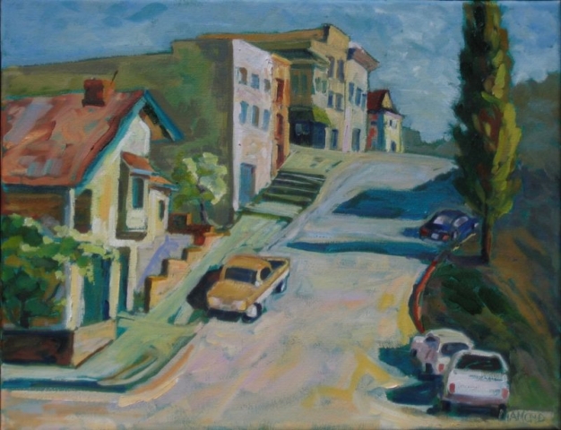 Curb Your Wheels - Crockett painting